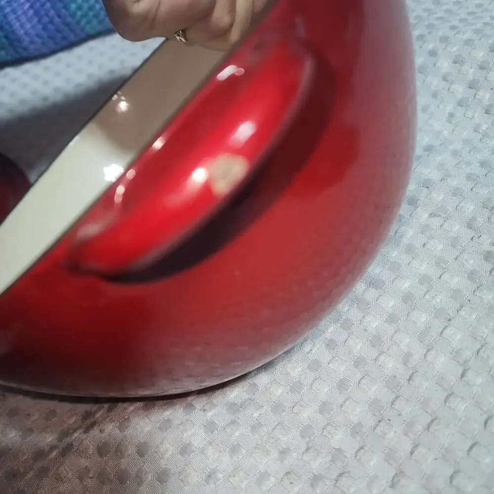 TECHNIQUE EUC ENAMELED RED TOMATO CAST IRON DUTCH OVEN POT 2 QT
